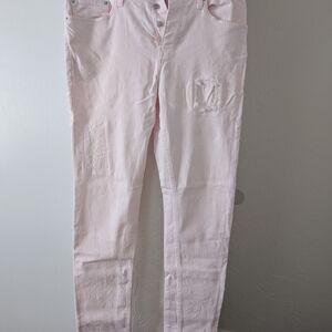 Five Four Pastel Pink Skinny Jeans with Distressed Knees
